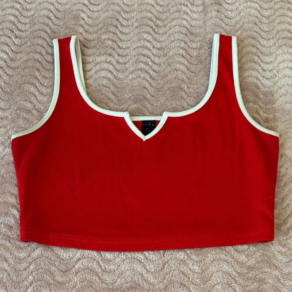SHEIN Red and White Crop Top